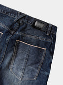 「TORNADO I」Washed Blue Selvedge Curved-Leg Jeans