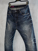 「TORNADO I」Washed Blue Selvedge Curved-Leg Jeans