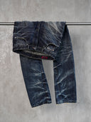 「TORNADO I」Washed Blue Selvedge Curved-Leg Jeans