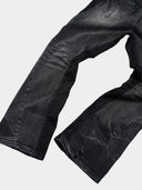 「BLACK THORN」 Washed Grey Deconstructed Spiral Boot-Cut Jeans