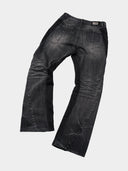 「BLACK THORN」 Washed Grey Deconstructed Spiral Boot-Cut Jeans