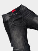 「BLACK THORN」 Washed Grey Deconstructed Spiral Boot-Cut Jeans