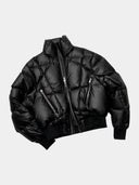 「BLACK MIRROR」Radiating Panel Stand-Collar Down Jacket