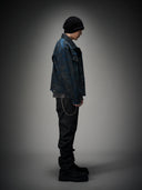 「POLAR NIGHT」Gradient Waxed Deconstructed Denim Jacket
