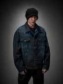 「POLAR NIGHT」Gradient Waxed Deconstructed Denim Jacket