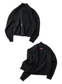 「NIGHT BLADE」 Asymmetric Zip Knit Cardigan