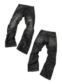 「ABYSM」Blackened Distressed Straight-Leg Jeans