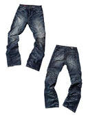 「TORNADO I」Washed Blue Selvedge Curved-Leg Jeans