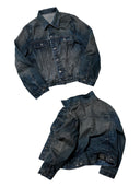 「STAR NIGHT」Cropped Indigo Denim Jacket with Gradient Wash