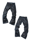 「LUTSER II」NAVY-WAXED Creased Skinny Jeans